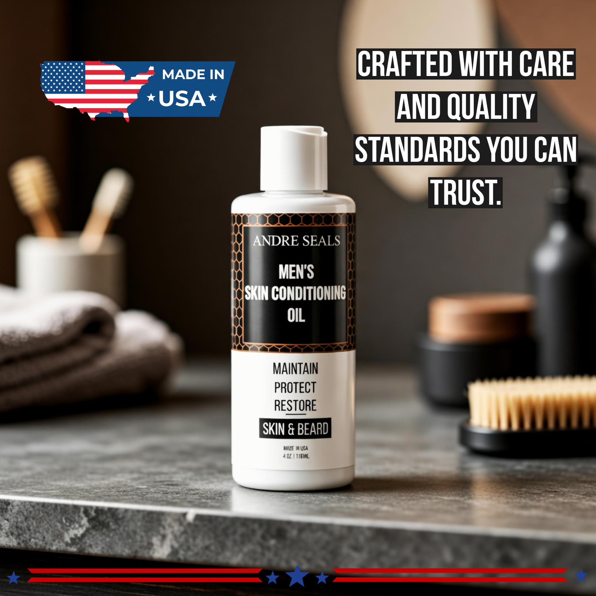 Andre Seals Unscented 3-in-1 Skin, Hair & Beard Dry Oil