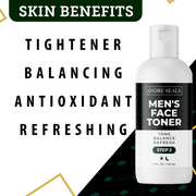 Face Toner for Men| Infused with Organic Witch Hazel, Green Tea & Hyaluronic Acid | Face Tightener | Hydrating Toner and Smoothing | Men Self Care & Men Skin Care - 4 oz